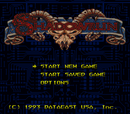Shadowrun (Europe) Title Screen